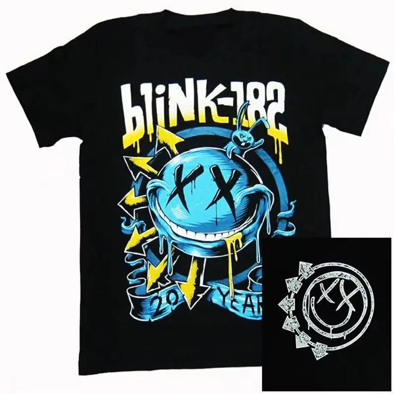 Blink 182 T-Shirt mit Grafikmotiv „Dripping Face“, aus Baumwolle, für Herren und Damen, im Streetwear-Stil. – Detail 5