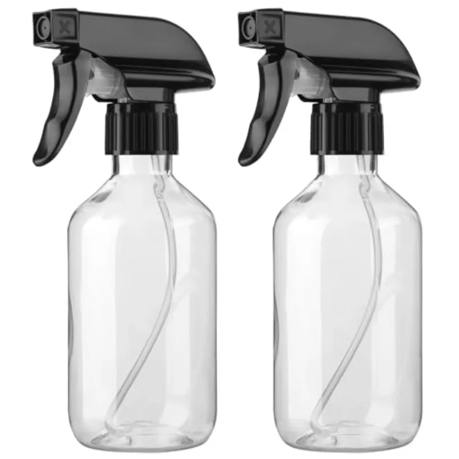 

2-Pack Leakproof Spray Bottles 300ml/10oz - Adjustable Nozzle for Fine Mist and Jet Stream Premium Refillable Plastic Bottles f