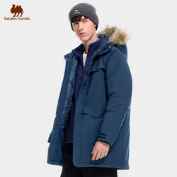 GOLDEN CAMEL Hiking Jackets Women Plus Velvet Thicken Mid-length Down Jackets for Men Waterproof Men's Winter Coats for -25℃