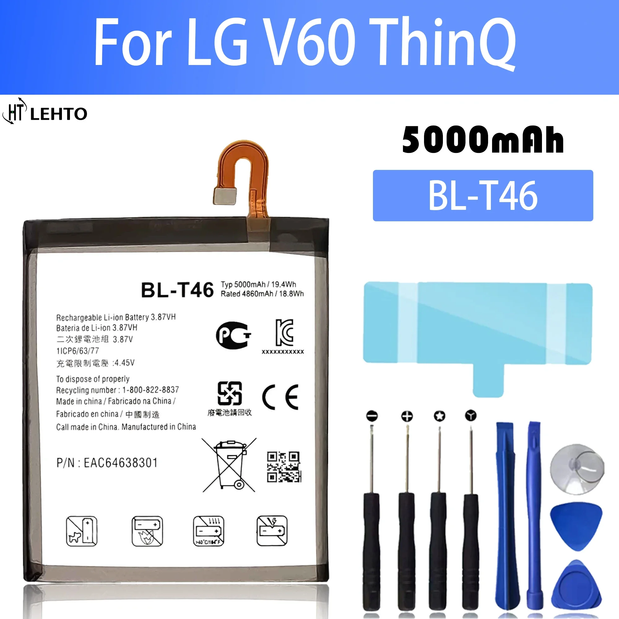 

high capacity BL-T46 5000mAh Battery For LG V60 ThinQ 5G LMV600VM V600VM V600QM5 BL T46 Mobile phone Batteries+Tools