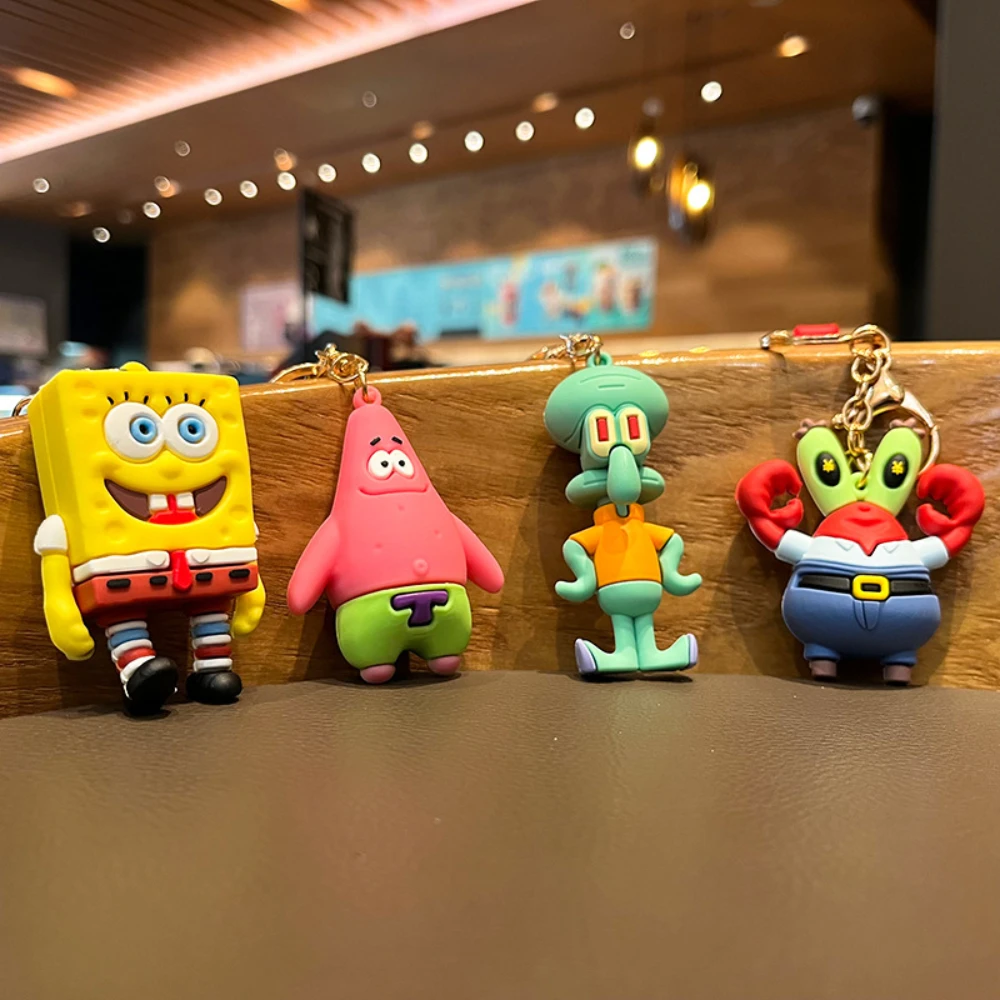 SpongeBob Creative Cute Soft Plastic Doll PVC Keychain Car Keychain Pendant Small Gift Doll Machine