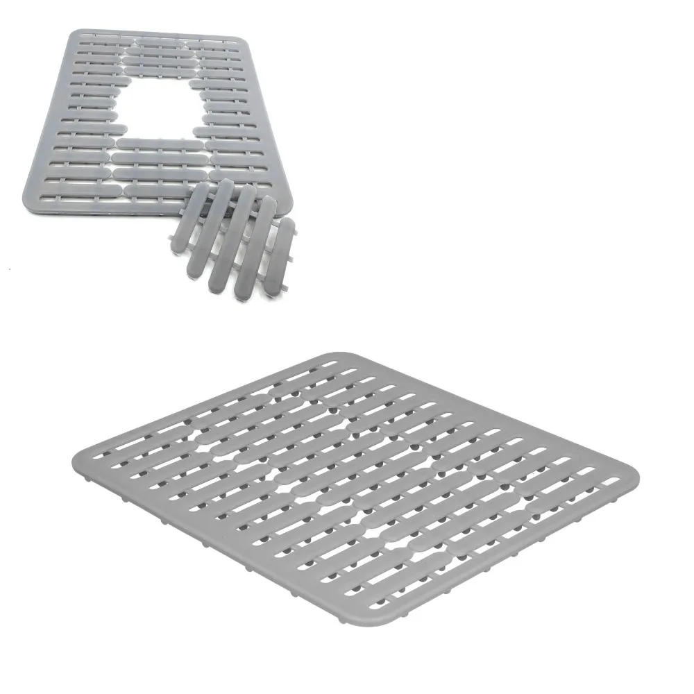 

Kitchen Tool Silicone Sink Mat Non-Slip Gray Sink Protector Multipurpose Square Dish Drying Mat Porcelain/Glass Protection