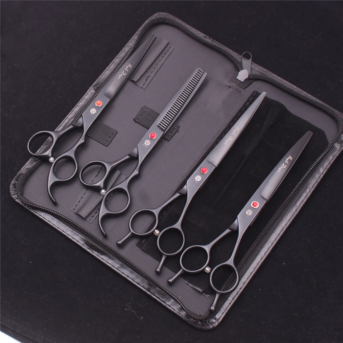Paarse Draak Hond Grooming Schaar Kit 7 "6.5" Roestvrij Huisdier Gebogen Schaar Dunner Schaar Rechte Schaar Chunker Z3002