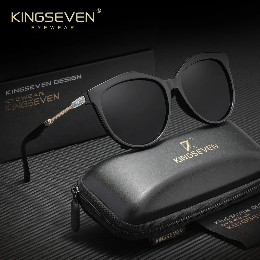 KINGSEVEN Luxus-Sonnenbrille mit Cat-Eye-Rahmendesign, Modische Unisex-Polarisierte UV400-Brille für Autofahren, Outdoor und Reisen