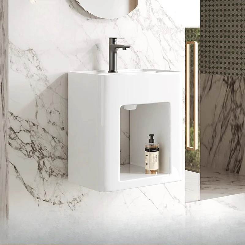 Washbasin Ceramic integrated washbasin Bathroom Balcony with storage compartment Washbasin