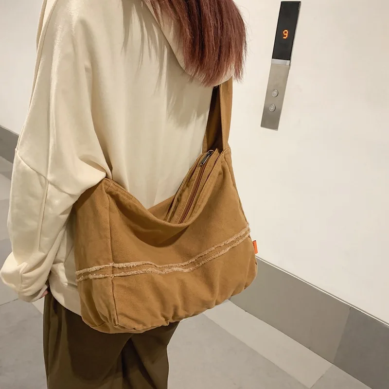 

Модная нейтральная сумка-мессенджер, большая вместительная сумка для покупок, унисекс, парусиновая студенческая сумка на плечо, однотонная сумка нейтрального цвета