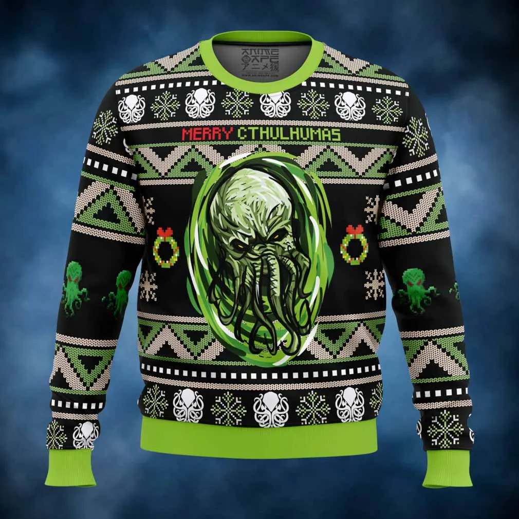 

2024 New Christmas Gift Merry Cthulhu Ugly Christmas Sweater Hot Selling Happy New Year Mens/Womens Pullover Oversized Sweater