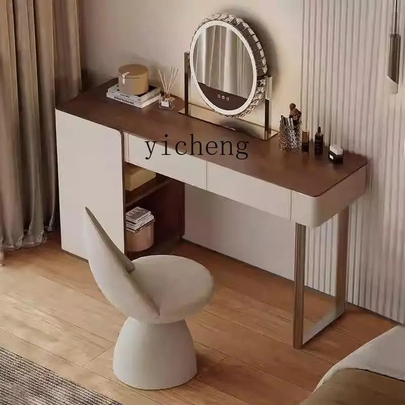 

XL walnut color dresser bedroom chest integrated bedside storage solid wood makeup table
