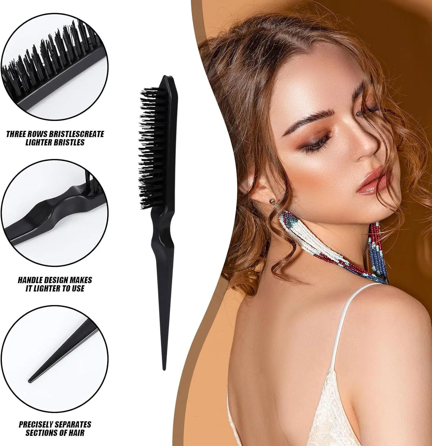 10 stücke Haar Styling Kamm Set Necken Haar Pinsel Triple Necken Kamm Ratte Schwanz Kämme Rand Pinsel Haar Schwanz Werkzeuge geflecht Werkzeug Schleife – Detail 3