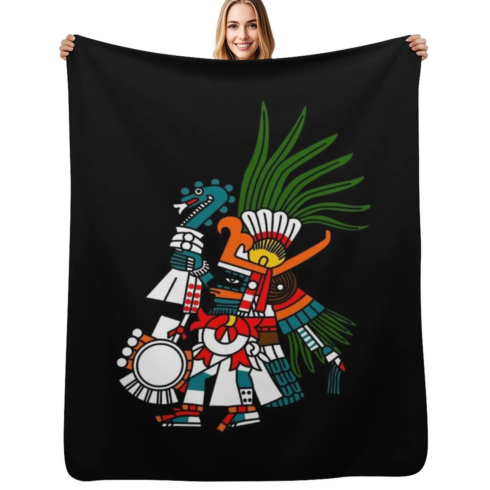 

Aztec Deity Huitzilopochtli, “Turquoise Prince”, “Our Lord”, Codex Borbonicus. Throw Blanket Travel blanket for airplane