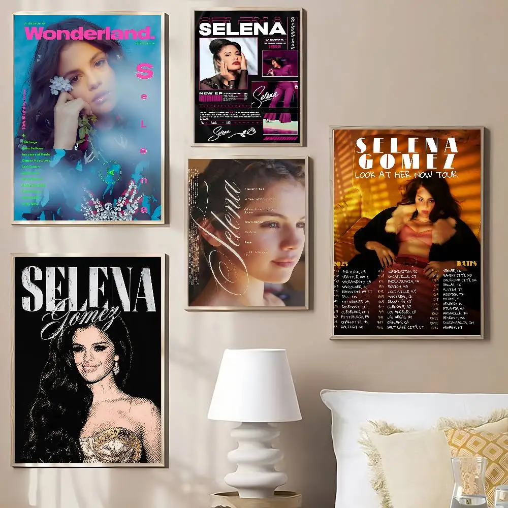 American Female S-Selena Singer Movie Sticky Posters Retro Kraft Paper Sticker DIY Room Bar Cafe Aesthetic Art Wall Painting