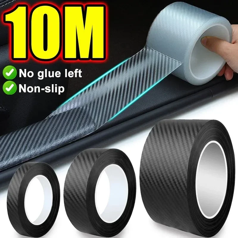 3D Nano Carbon Fiber Car Tape Black Car Door Edge Guards Side Mirror Anti-Scratch Collision Strip Waterproof Protector Film Tape