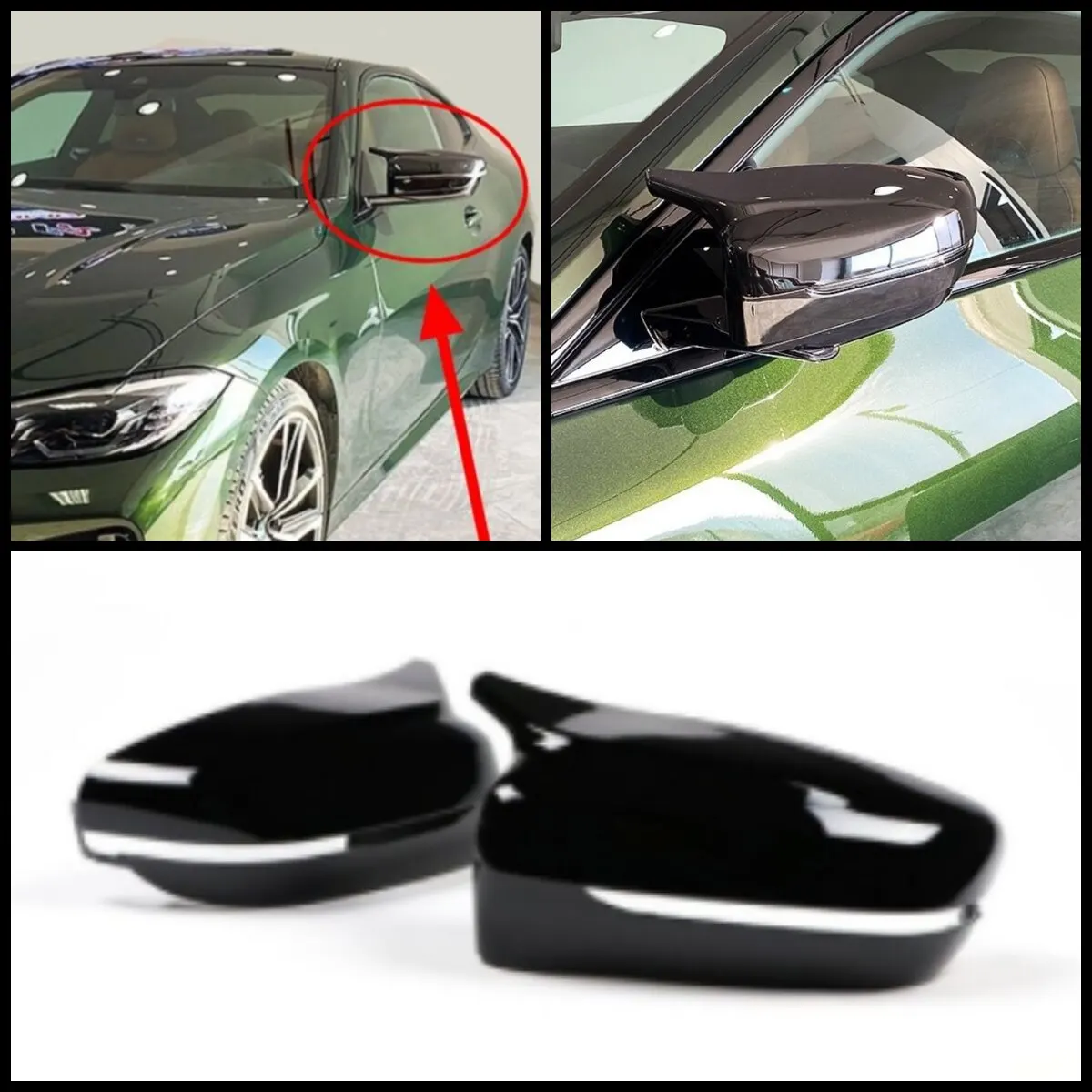 

2 PCs ABS plastic bat wing mirror covers rearview mirror case cover glossy black car accessories For BMW G22 4 series