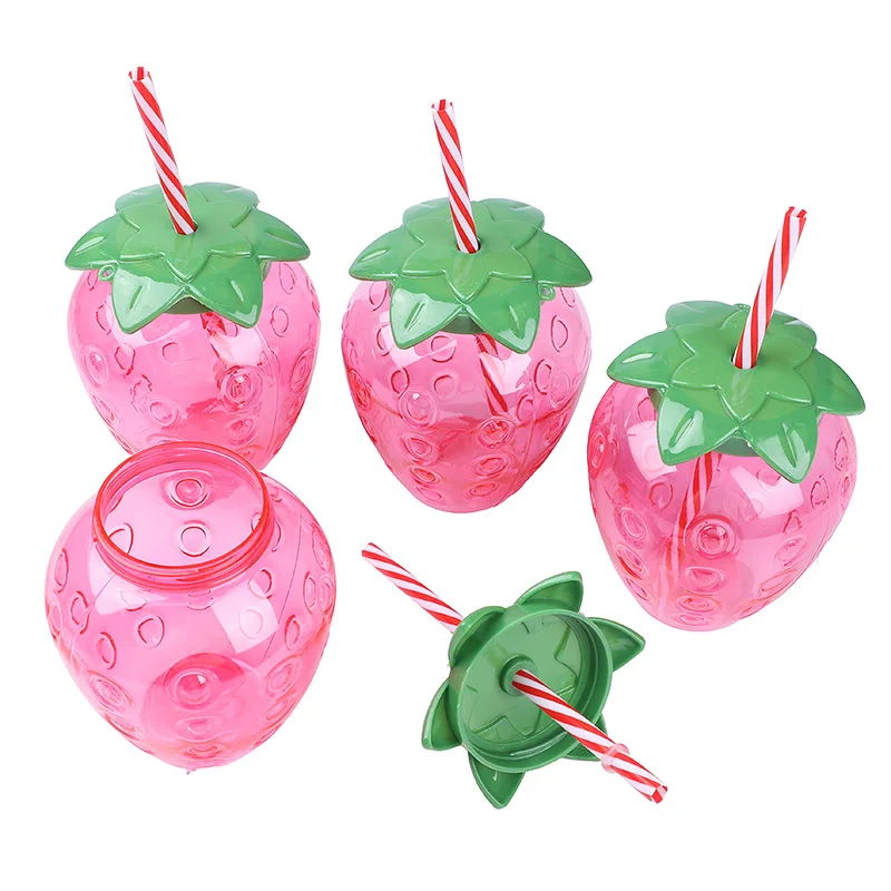 3/6Pcs Tropische Erdbeeren Ananas Trinkbecher Saft Tassen Stroh Sommer Luau Geburtstag Strand Pool Party Hawaiian Dekoration