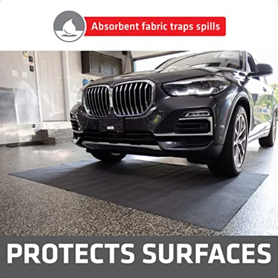 حصيرة صيانة ممتازة لانسكاب الزيت، حصيرة أرضية جراج 60 بوصة × 72 بوصة، مقاومة للماء، تحتوي على سائل تحمي سطح المرآب أو د #3