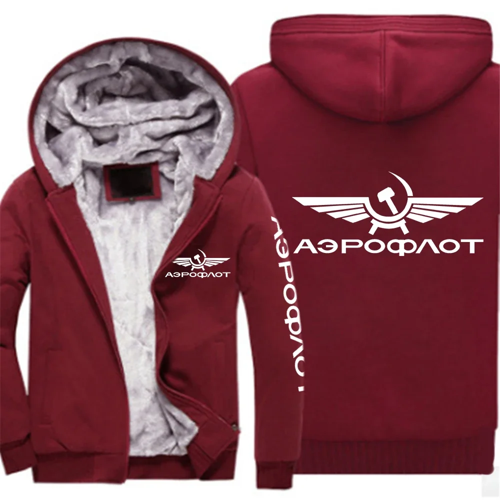 

2024 New Autumn Winter Aeroflot Aviation Russe Pilote Aerospace Casual Fashion CCCP Patchwork Cotton Warm Thickened Hoodies Coat