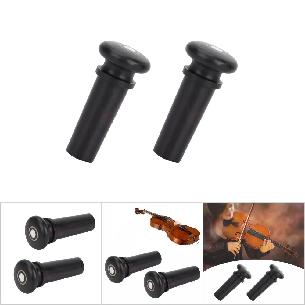 2PCS High Quality Ebony Violin Tail Endpin Ebony Color 4/4 3/4 Violin End Pin Wood Violin Endpin Instrument Repair