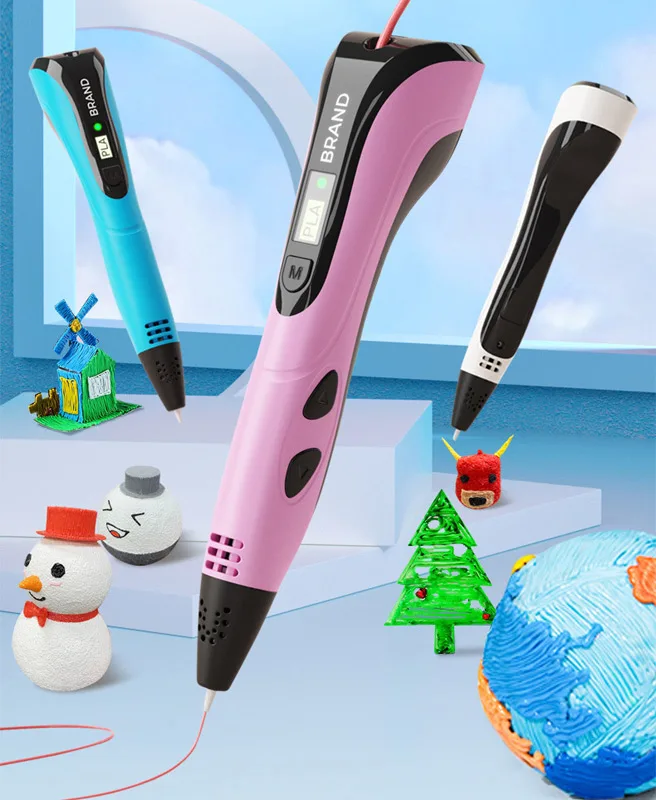 Original 3D ปากกาสําหรับเด็ก 3D การวาดภาพการพิมพ์ปากกาหน้าจอ LCD ใช้ PLA/ABS Filament ของเล่นเด็กวันเกิดคริสต์มาส...