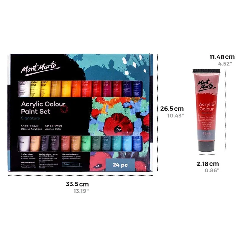 Imagem -02 - Impermeável Conjunto de Tinta Acrílica Perfeito para Lona Madeira Tecido Papelão de Couro e Artesanato 18 24 Cores 36ml Profissional