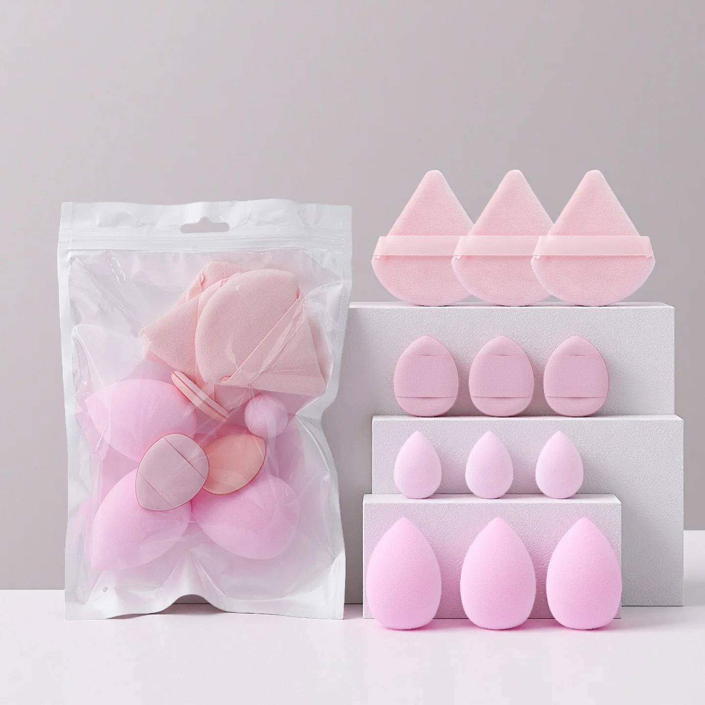 Set di 12 spugne per trucco Spugne per fondotinta di bellezza per strumento per trucco con finitura per fondotinta liquido e cuscino