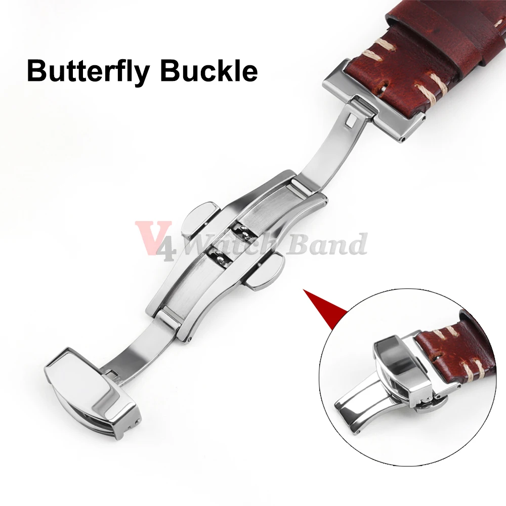 Genuine Oil Wax Leather Watch Strap 20mm 22mm 24mm Bands Quick Release Vintage Yellow Watchband Wristband Men Women Accessories