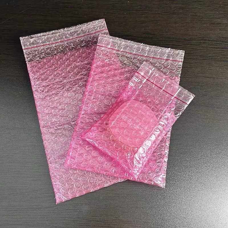 100PCS Double Layer Bubble Bag Mini Shipping Packaging Bags Pink Purple Plastic Bubble Envelope Self Sealing Bubble Mailers