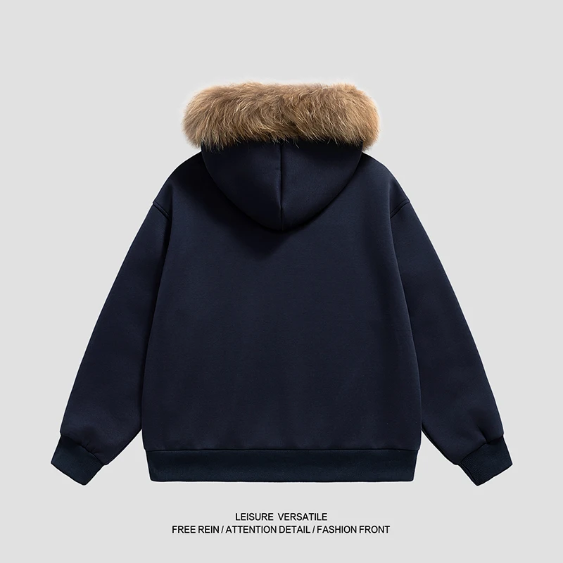 Men's Comfy Zip - Up Hoodie with Thick Faux Fur Hood: Suitable for Winter Dog Park Visits, Post - Gym Recovery, and Chill Gaming