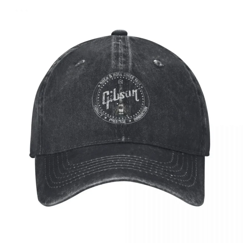 G-Gibsons Les Guitar Paul Baseball Cap Vintage Distressed Denim Washed Rock Logo Headwear Unisex Style Outdoor Workouts Caps Hat