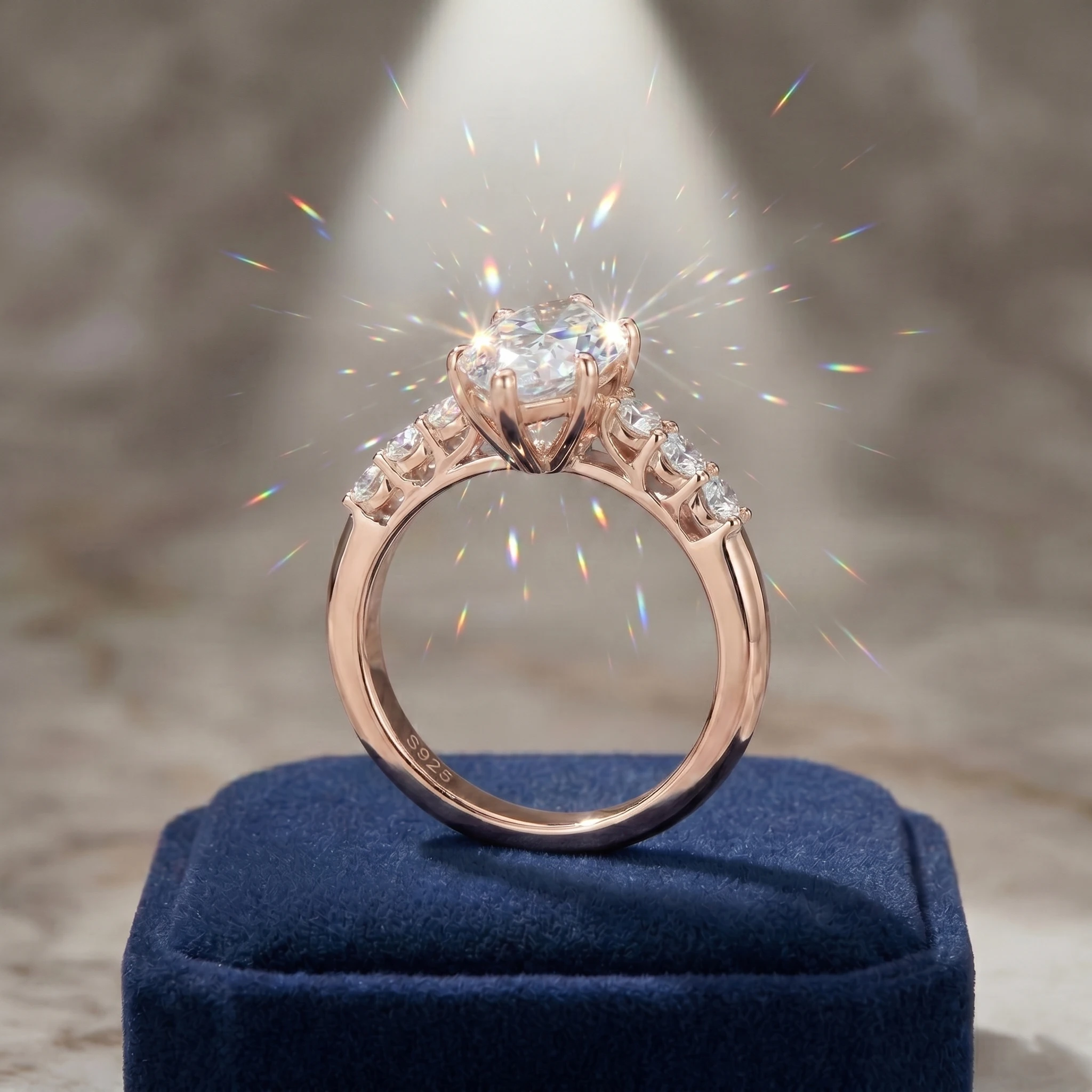 5 Karat Marquise Moissanit-Ring, 925 Sterling Silber, 6-Krappen-Fassung Ehering, Besteht Diamanttester, GRA-Qualität – Detail 14