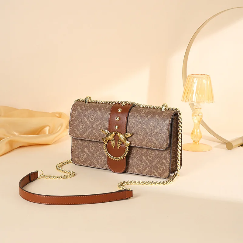 

2025 Vintage Swallow Bag - Metallic Chain Purse, Crossbody/Shoulder Multi-Way, Retro Square Handbag for Women