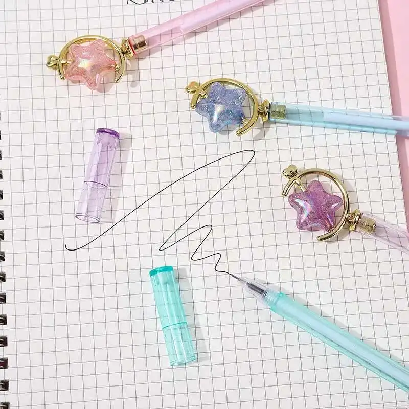 1 Stück Lytwtw's süße Kawaii-Stern-Kristall-Gel-Tintenstifte, Kawaii-Briefpapiermaterial, Büro, Schulbedarf, Geschenke, Gelstift – Detail 5