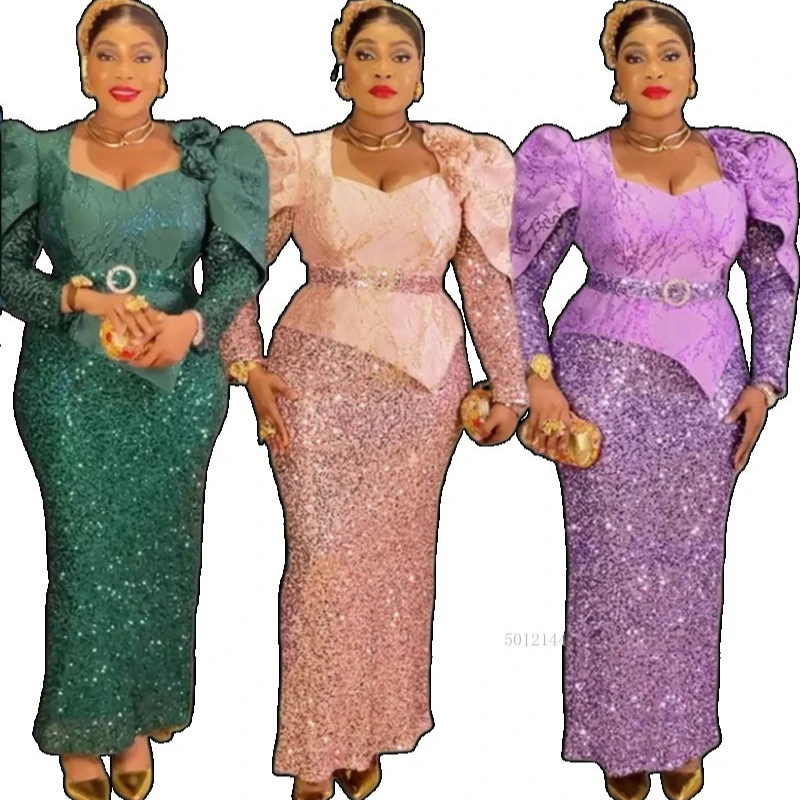 فساتين أفريقية أنيقة للنساء ثوب مسائي فاخر مزين بالتر مقاس كبير فستان حفلات الزفاف التركي 2025 ملابس أفريقيا الجديدة #5
