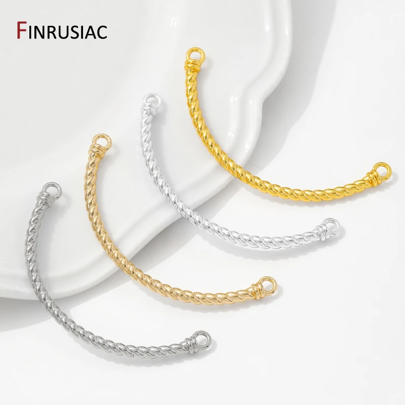 14/18K Gold Plated Brass Twisted Branch Half Bracelet Connector For Jewelry,Rod Hooks For DIY Handmade Bracelet Making Findings