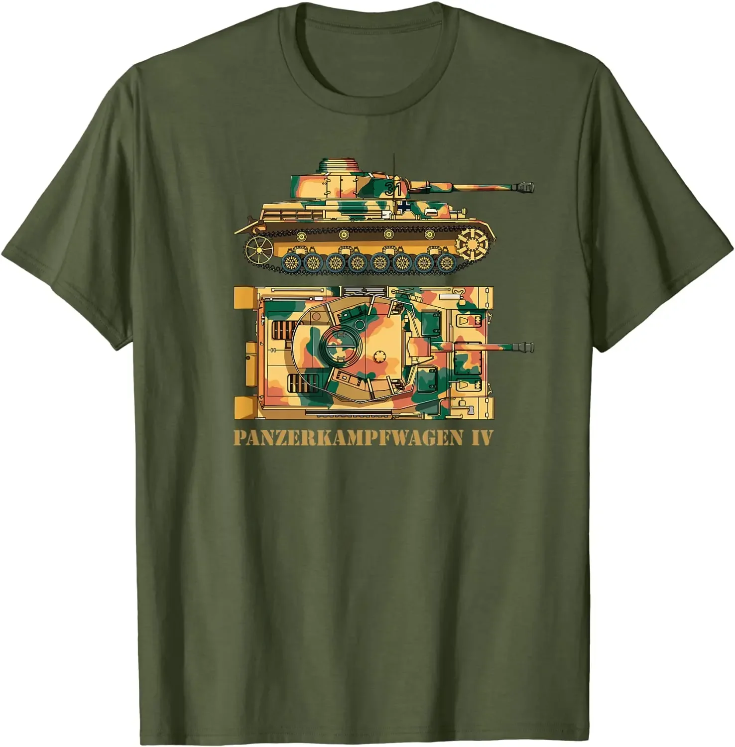 WW2 German Army Panzer IV Tanks Diagram T-Shirt 100% Cotton O-Neck Summer Short Sleeve Casual Mens T-shirt Size S-3XL