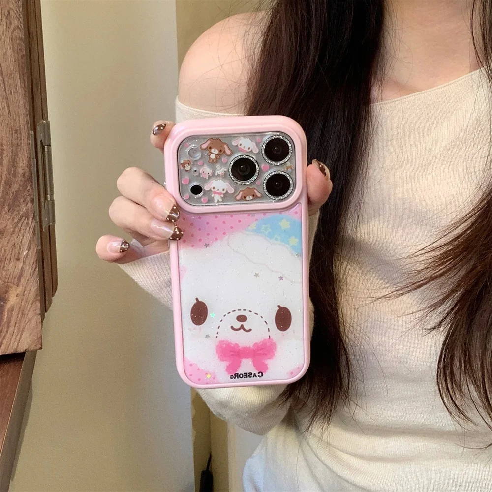 Kawaii الحلوى الأرنب بريق قضية الهاتف آيفون 17 برو 13 14 15 16 برو ماكس غطاء مع عدسة فيلم لطيف الكرتون الغطاء الواقي #2