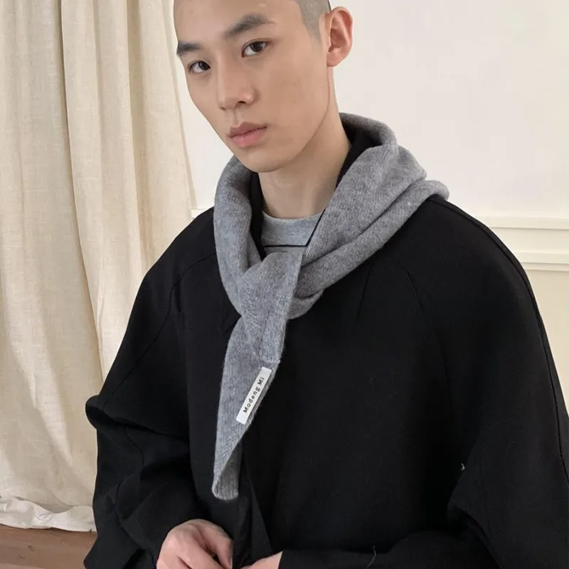 

2024 весенний новый корейский модный вязаный треугольный шарф, мужской шерстяной теплый шарф-шаль, женский шарф с защитой шеи, кашемировый шарф