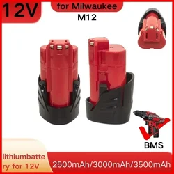 For Milwaukee12V Battery 3Ah Compatible with M12 XC 48-11-2410 48-11-2420 48-11-2411 12-Volt Cordless Tools 2500mAh 3500mAh