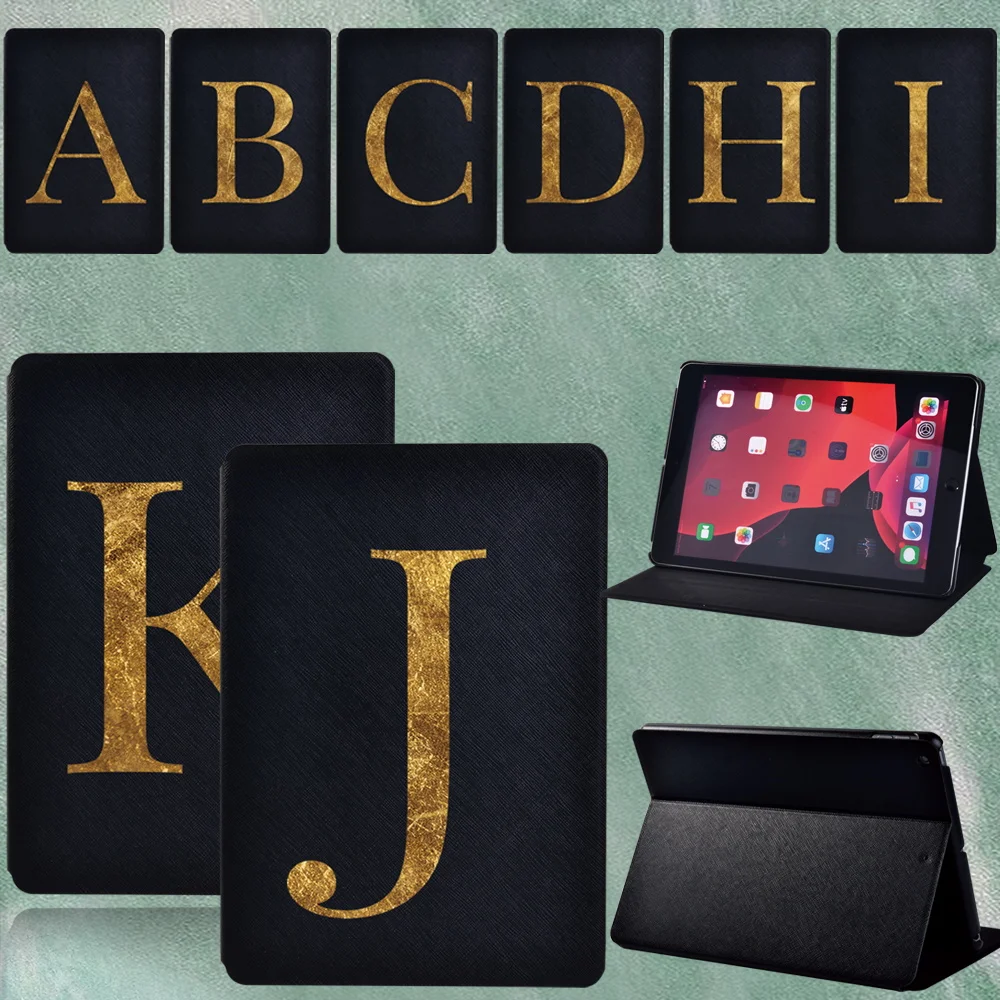 

For Apple IPad 9th Generation 10.2 Inch 2021 Case Pu Leather Portable 26 Letter Pattern Tablet Stand Cover Ipad 9th 10.2 Inch