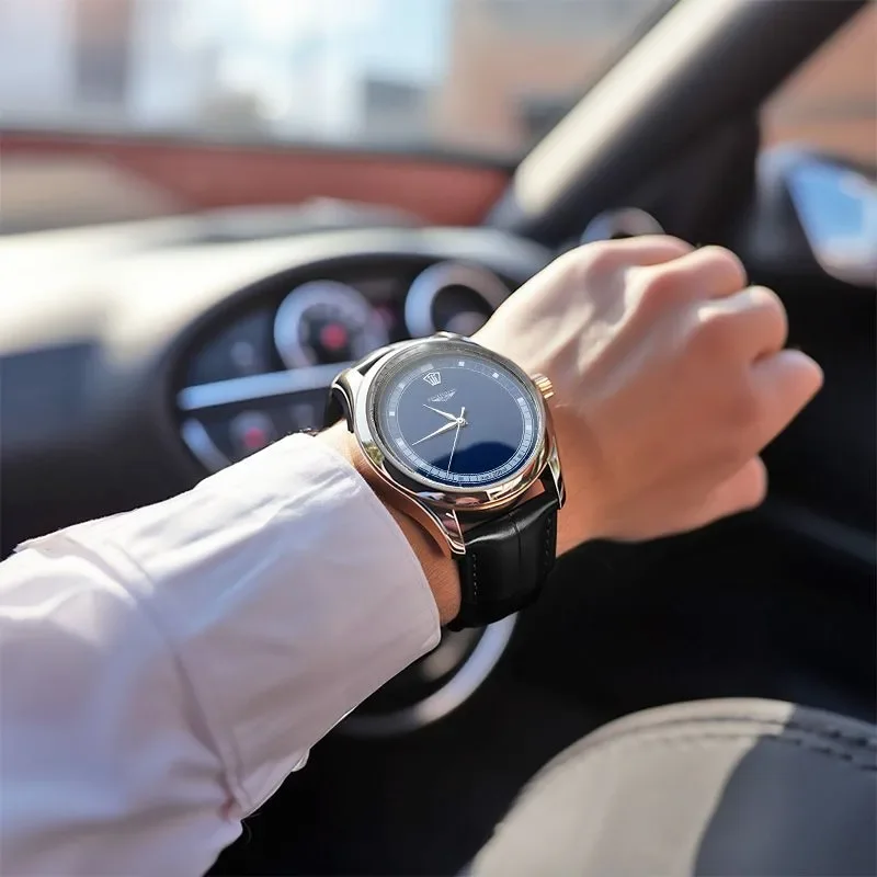 Luxury Business Men's Quartz Watch Handsome Wristwatch with Waterproof Leather Strap Top Brand New Model 2025 Quartz Watch