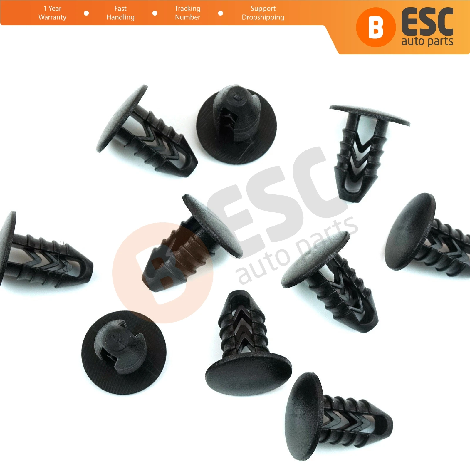 ESC ECF5044 10 Pieces Fir Tree M.10 Clips For Renault Fiat Head Size: 15.70 mm