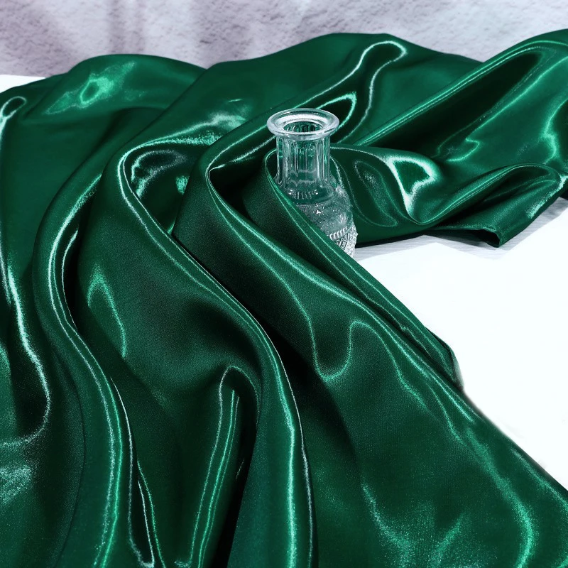 Blue Black Green Glossy Liquid Satin Metallic Fabric Crystal Silk Satin Wedding Deco Dress Clothing Designer Material Textile
