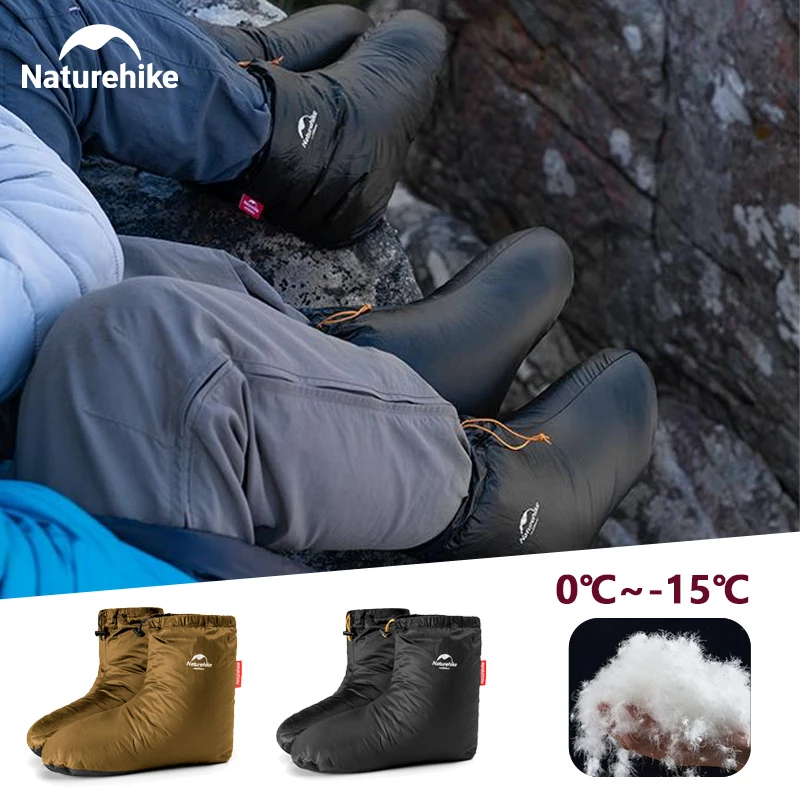 Naturehike Zimowe Ocieplane Nakładki na Buty Puchowe Outdoor -15°C ℃ ~0 ℃   Wodoodporne, wiatroodporne, termiczne ochraniacze na stopy z puchem gęsim/kaczym, unisex, puchowe nakładki na buty.