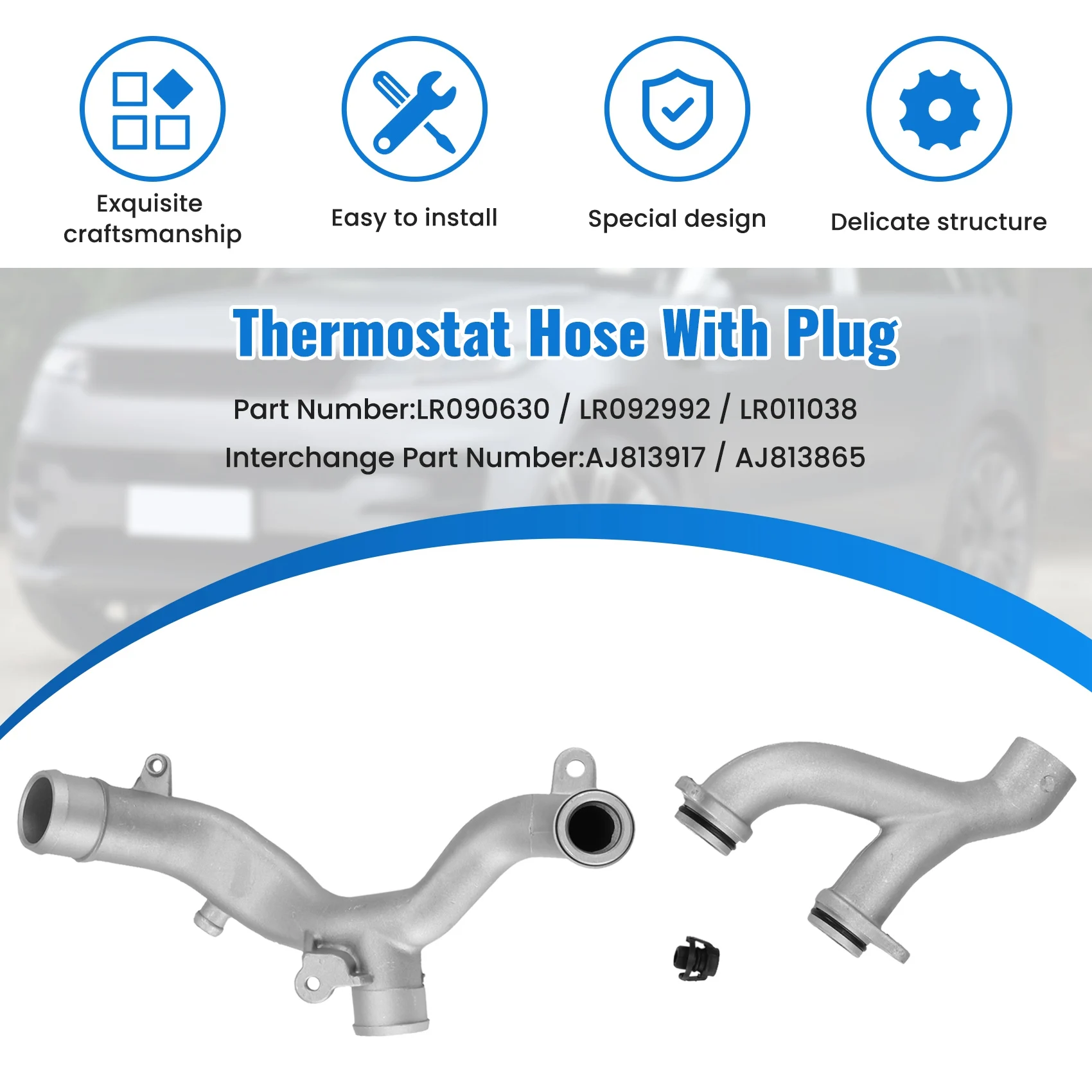 Excellent-3Pcs น้ําเบนซิน Outlet Tube Thermostat ท่อพร้อมปลั๊กสําหรับ Land Rover Discovery 4 Range Rover Sport 3.0L V6 5.0L V8