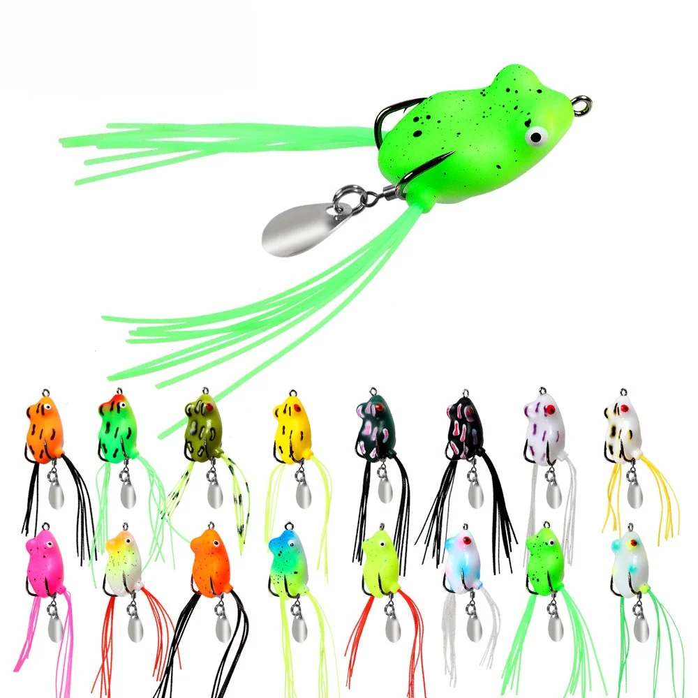 1pcs Long-cast Mini Floating Frog Lure 3cm /4.3g  Floating Frog Casting Lure Spinning Spoon-Style Blade  Fishing Gear