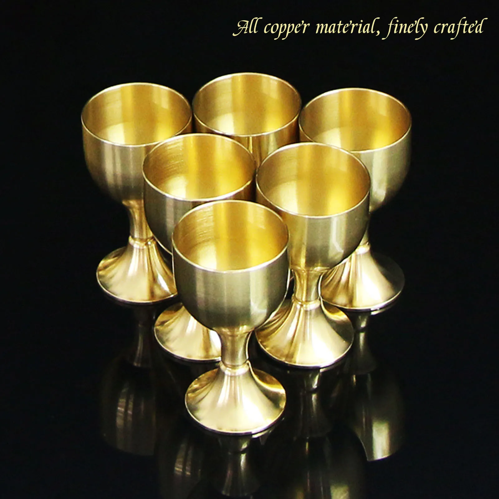 Pure Copper Chalice Cup Cocktail Glass Wine Goblet Brass Beverage Brass Goblet Metal Liquor Tumbler For Party Home Decoration