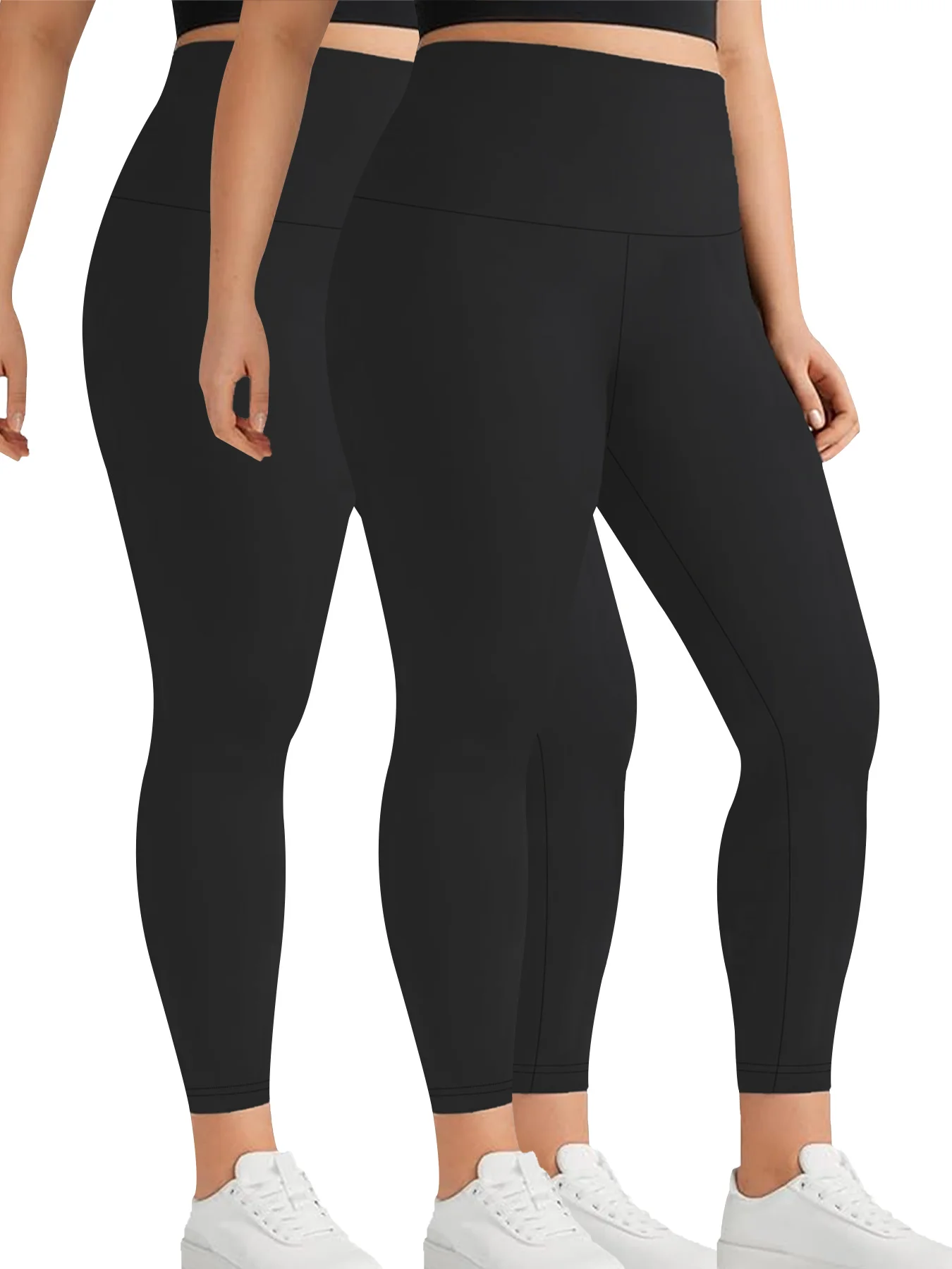 Pacote com 2 leggings femininas plus size de cintura alta – tecido super macio, ideal para ioga, corrida, treino e relaxante em casa