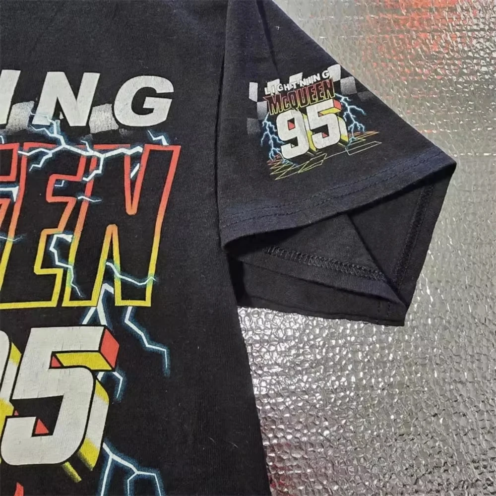 2025 الصيف موضة جديدة سيارة فيلم البرق ماكوين تي شيرت رجالي NASCAR بولد بيكسار سباق تي شيرت ريترو تي شيرت رجالي كبير