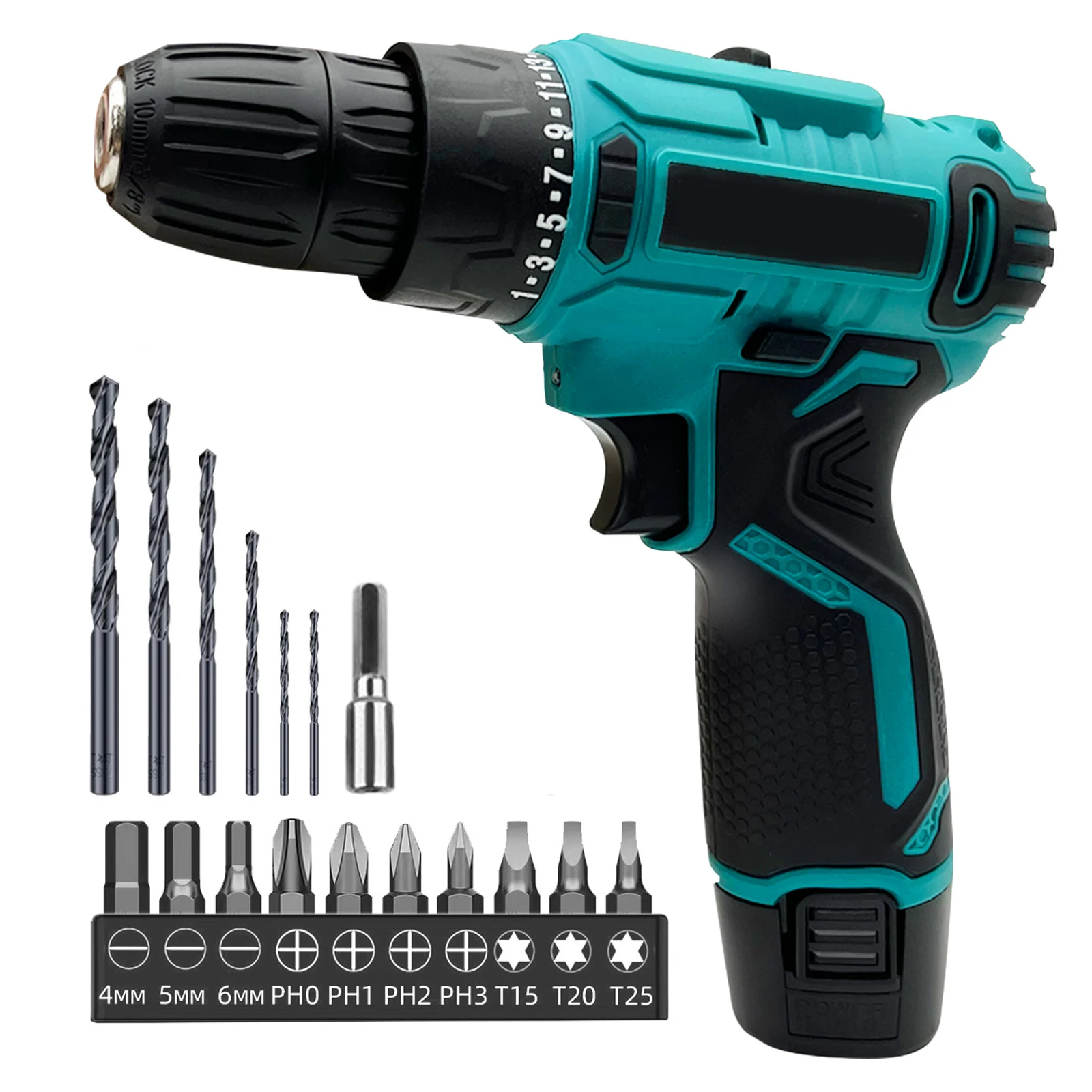 12V Cordless Power Drill, Electric Screwdriver Drill with 25+1 Torque Setting, 2 Speeds & LED Light Combi Drills(one Battery)