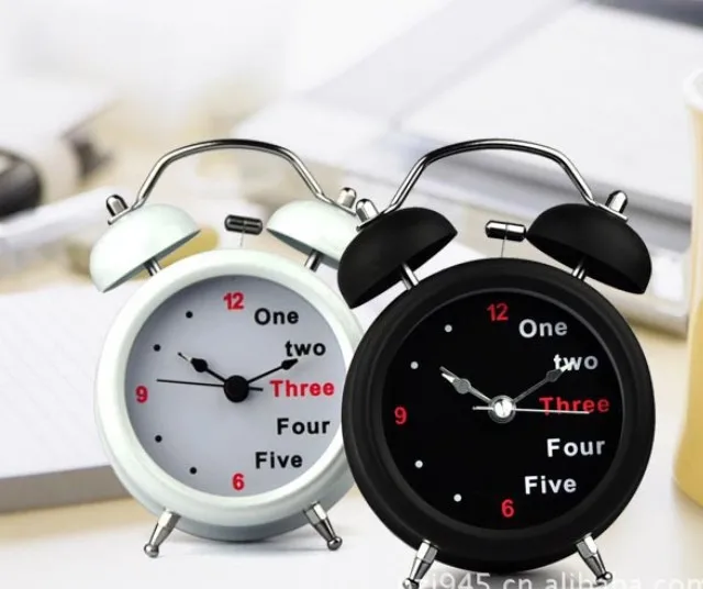 

New Arrival Classic Number/English Retro Double Bell w/night light Desk Table Alarm Clock Free Shipping & Wholesale