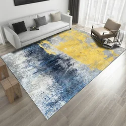 Modern Simple Abstract Blue Yellow Gray Oil Painting Kitchen Living Room Bedroom Bedside Carpet Floor Mat Customization
